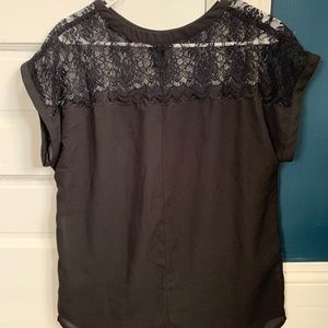H&M semi sheer blouse with lace detail